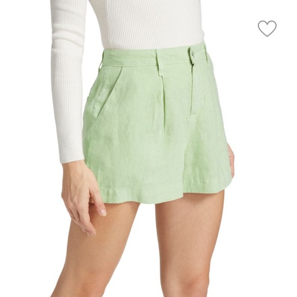 NWT L’AGENCE 100% linen Green Pleaded Shorts. Size 24 - Picture 3 of 8